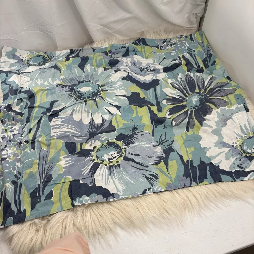 Pottery Barn Floral Blue Cotton Percale Duvet Cover And Standard Pillowcase F/Q